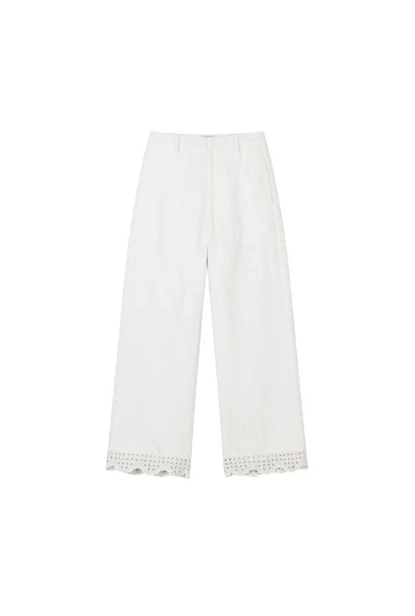 Dasha Eyelet Linen Pants - White - Image 7