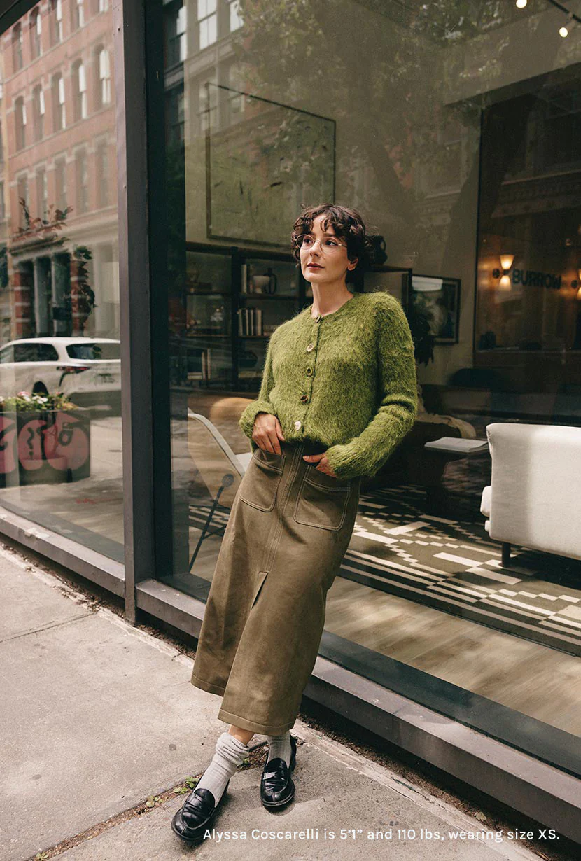 Debbie Suede Pencil Skirt - Kahki Green - Image 8