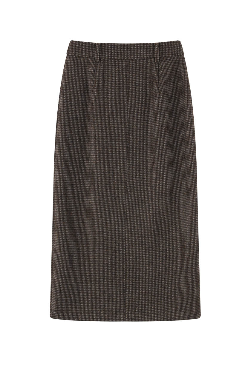 Debbie Wool Pencil Skirt - Checkered - Image 11