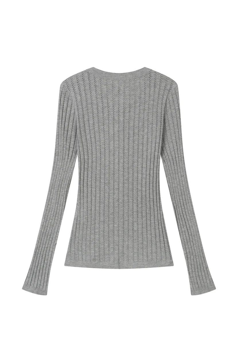 Delsie Cotton Knit Top - Grey - Image 10