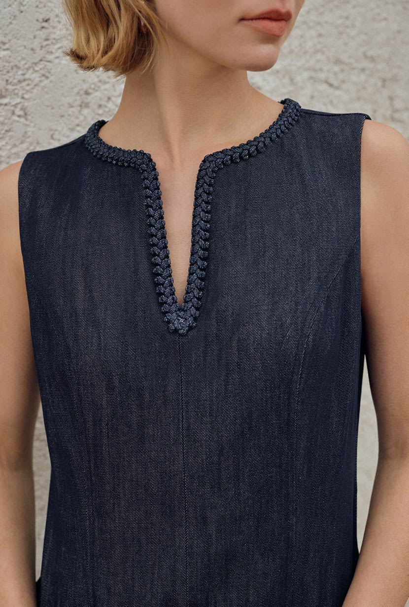 Denzel Cotton Dress - Indigo - Image 4