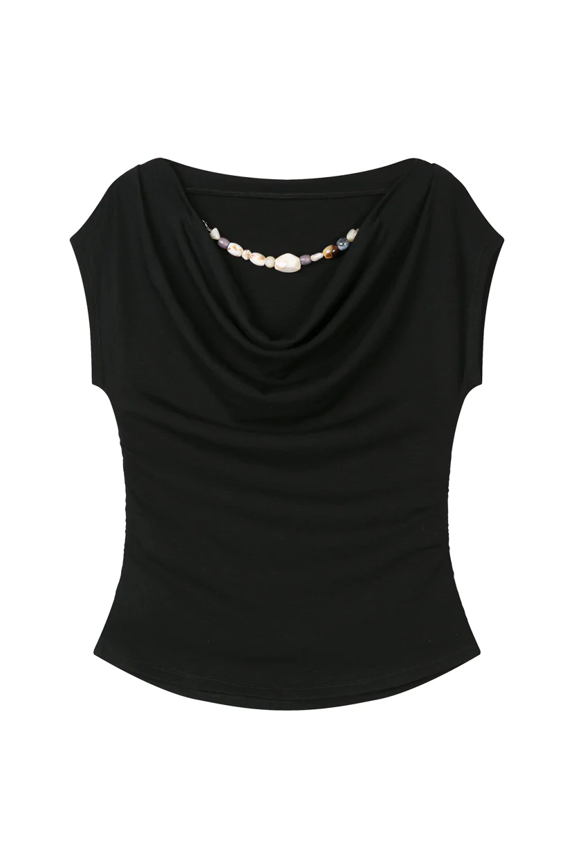 Devito Jersey Cotton Top - Black - Image 11