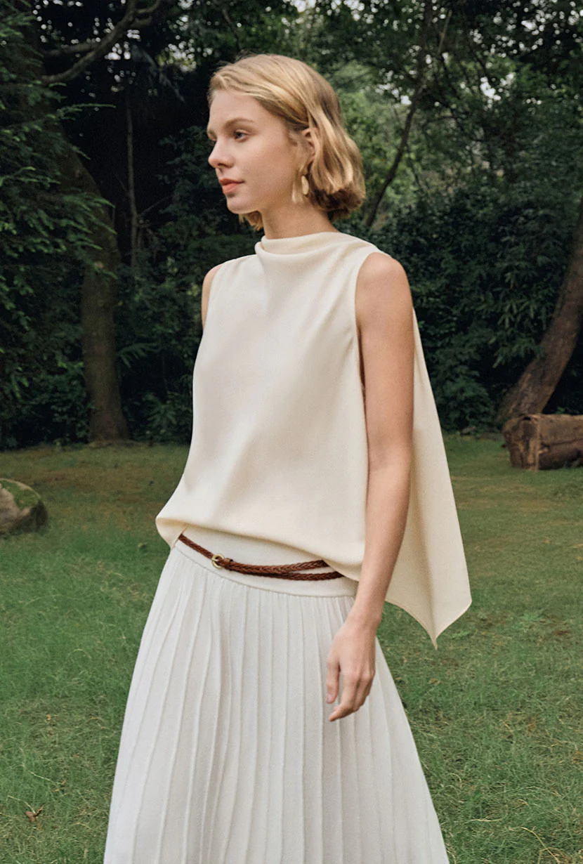 Didi Cowl Neck Flared Top - Cream - Image 3