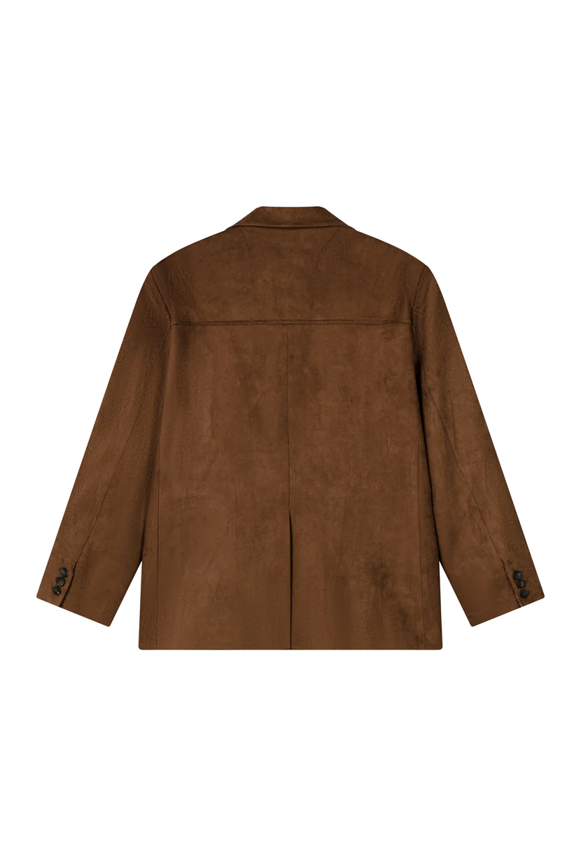Dominique Oversized Suede Blazer - Caramel - Image 10