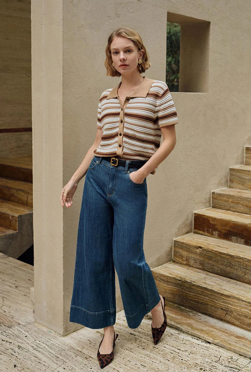 Dotty Cotton Crochet Top - Striped - Image 7