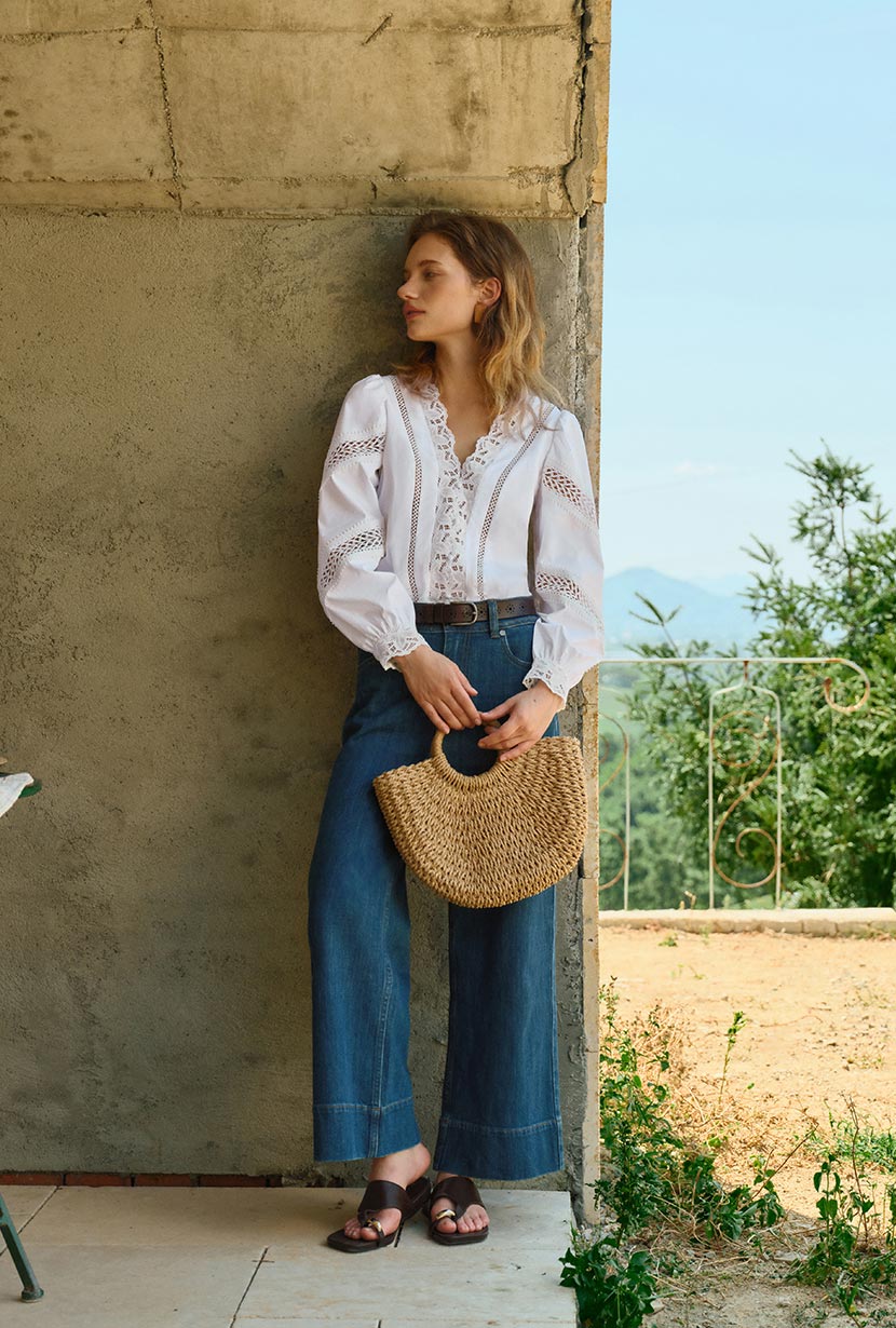 Drew Cotton Blouse - Ivory - Image 11