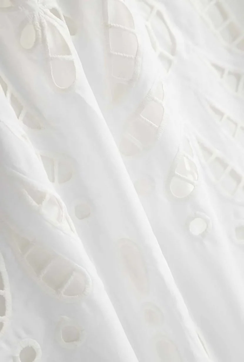 Edna Cotton Embroidered Skirt - White - Image 9