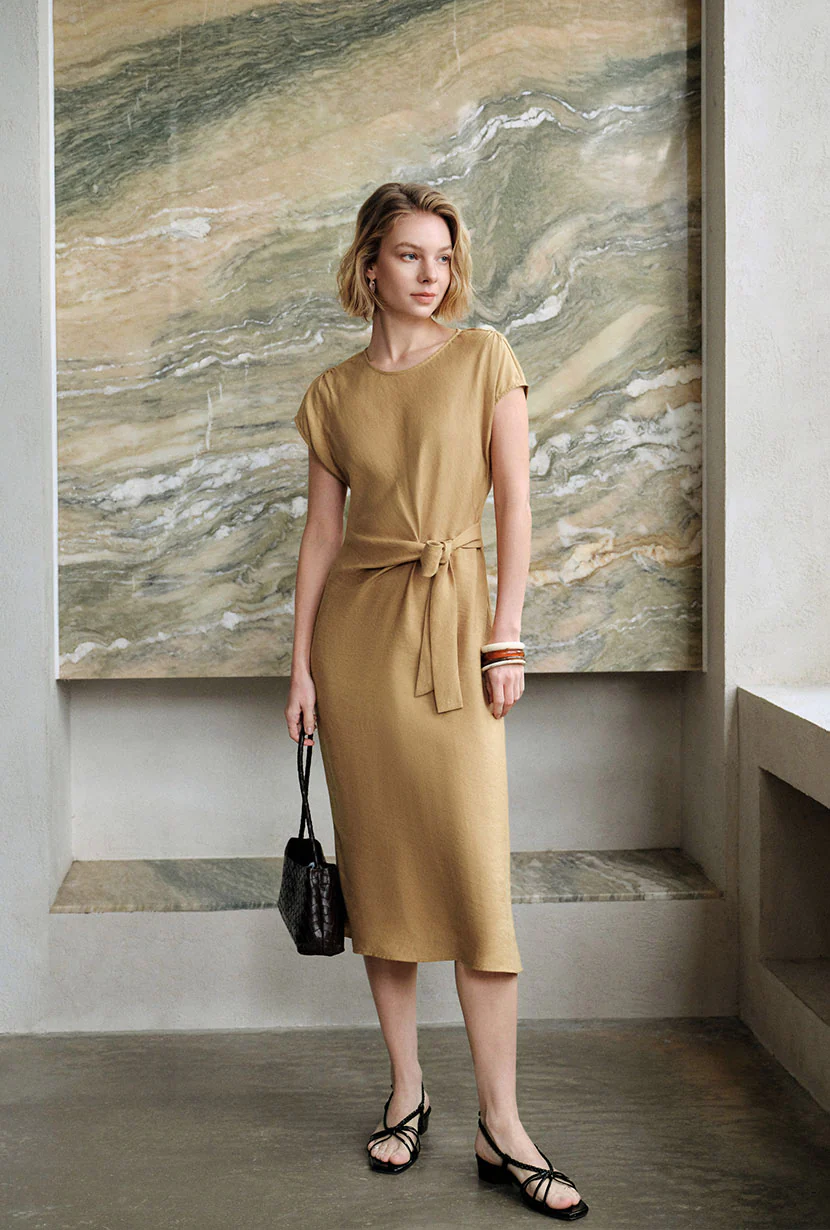 Elisha Tencel Dress - Mustard - Image 5