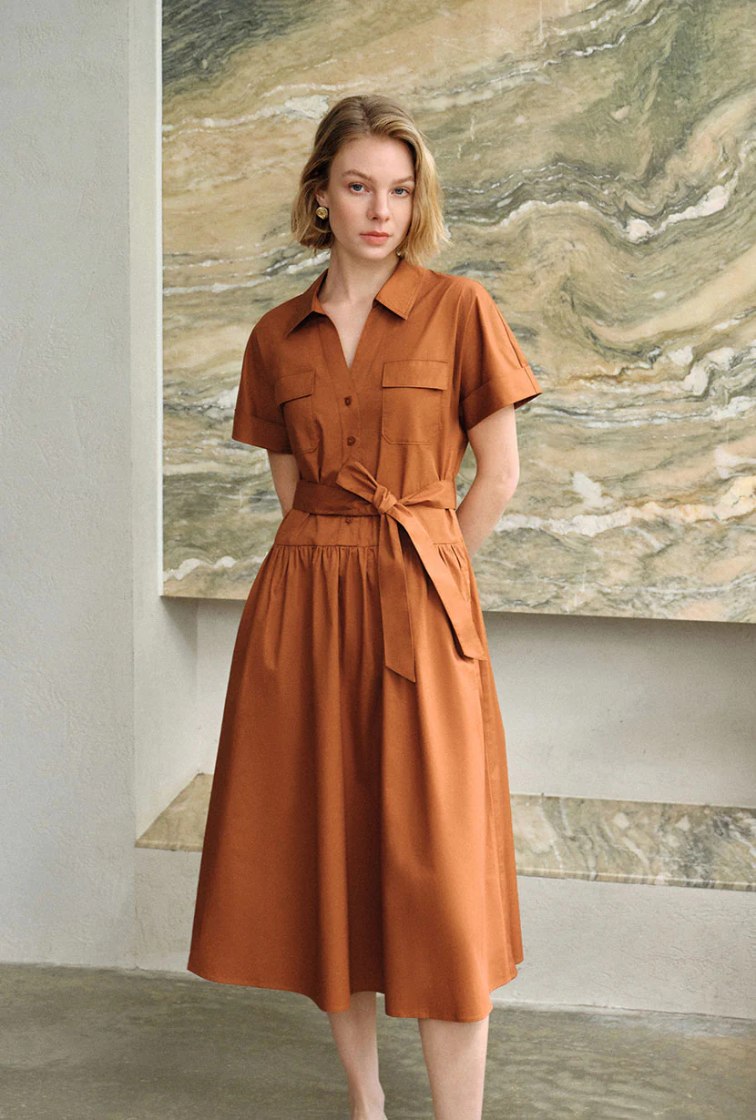 Ellory Cotton Shirt Dress - Dark Ginger - Image 6