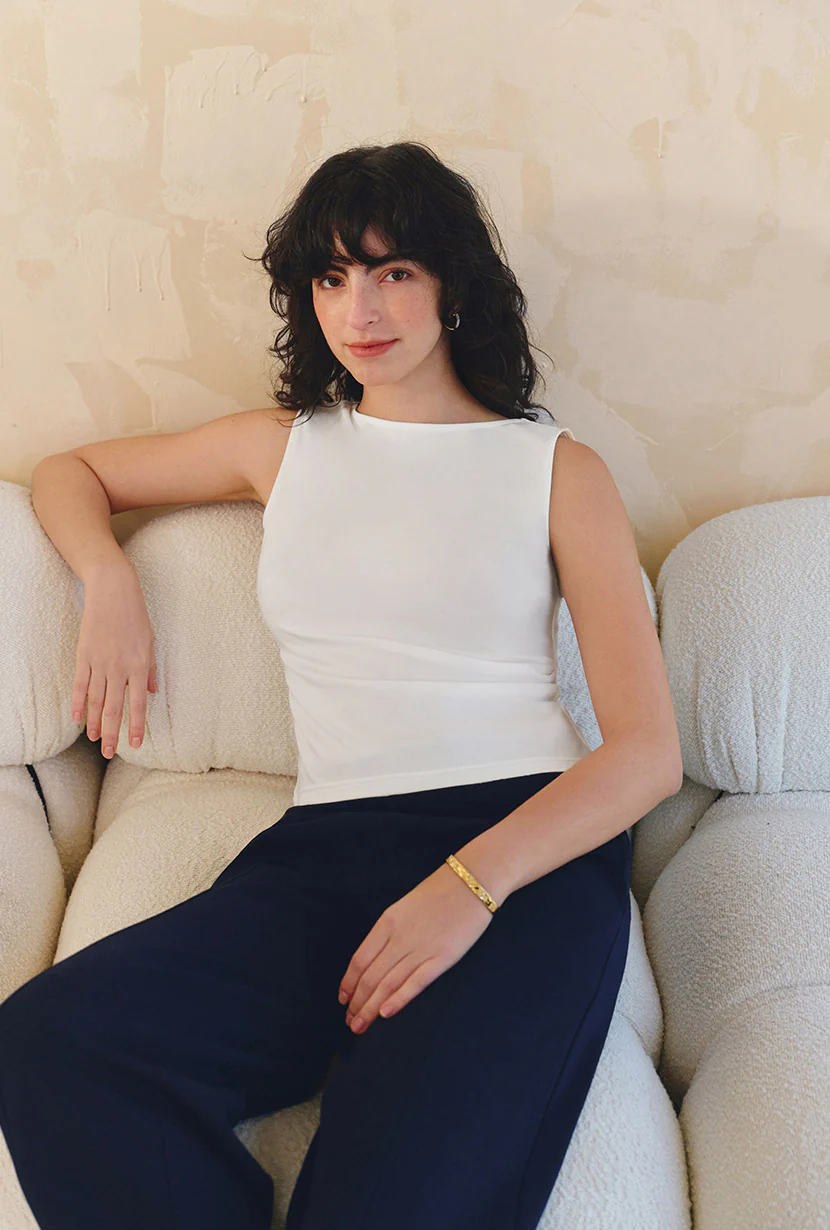 Elyse Jersey Top - White - Image 2
