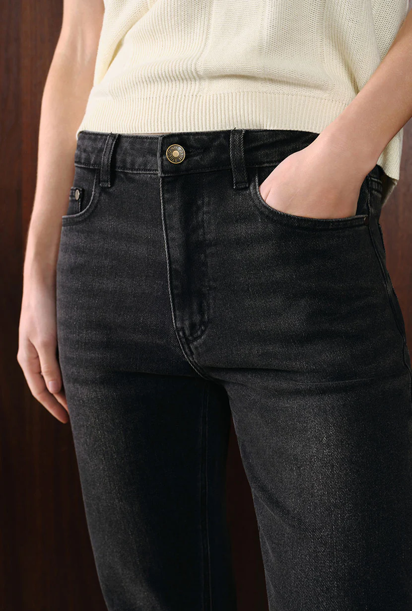 Enid High-Rise Slim Ankle Jeans - Black - Image 5