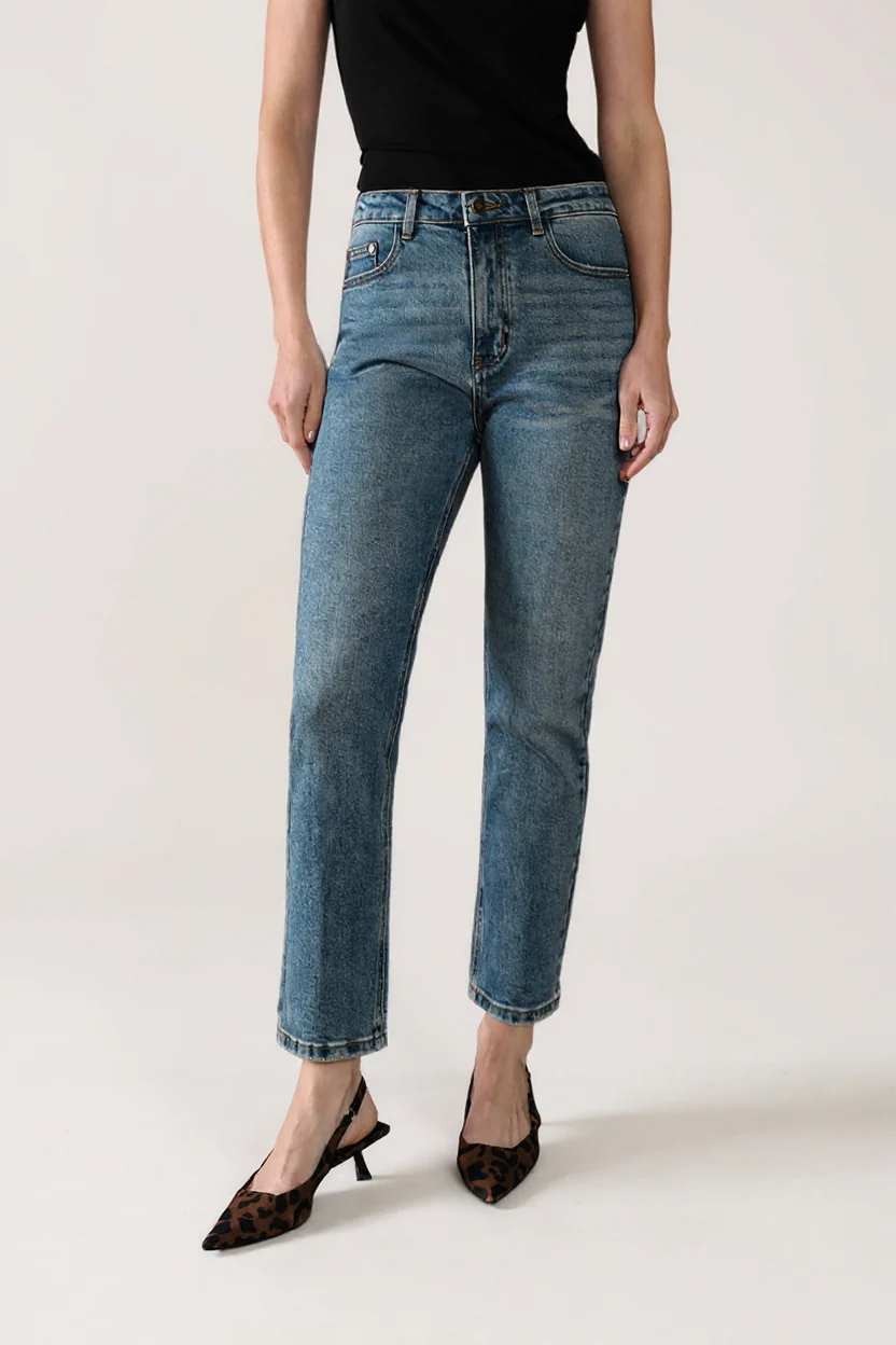 Enid High-Rise Slim Ankle Jeans - Blue