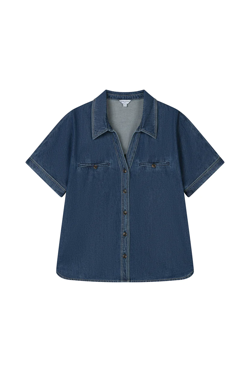 Eris Cotton Shirt - Denim Blue - Image 7