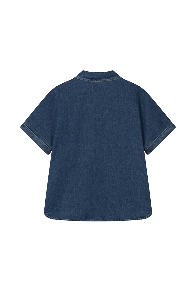 Eris Cotton Shirt - Denim Blue - Image 8