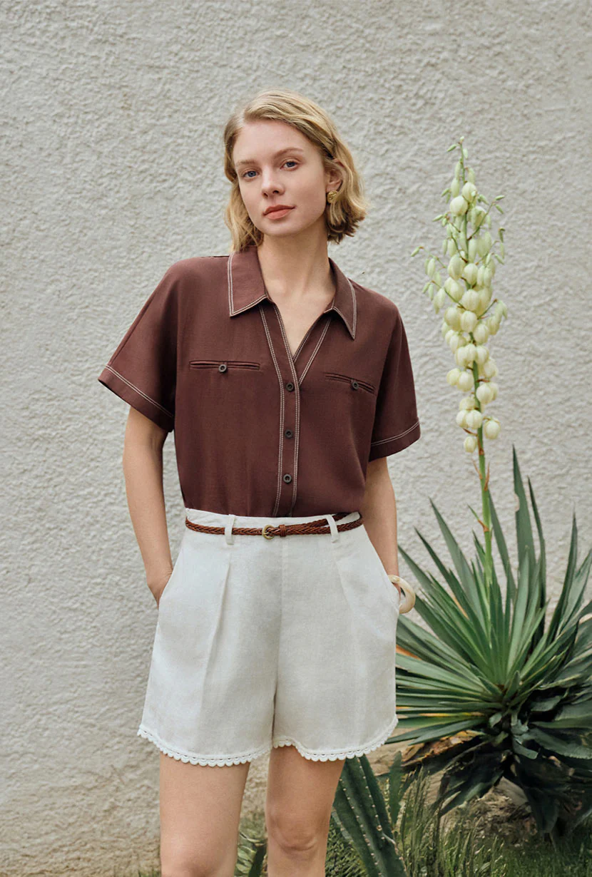 Eris Linen Shirt - Chocolate - Image 3