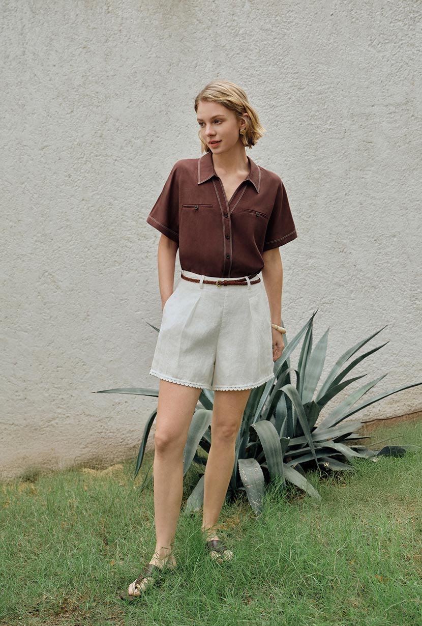 Eris Linen Shirt - Chocolate - Image 4