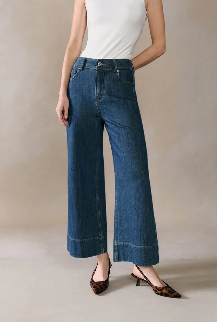 Esme High-Rise Wide-Leg Cropped Jeans - Vintage Indigo - Image 3