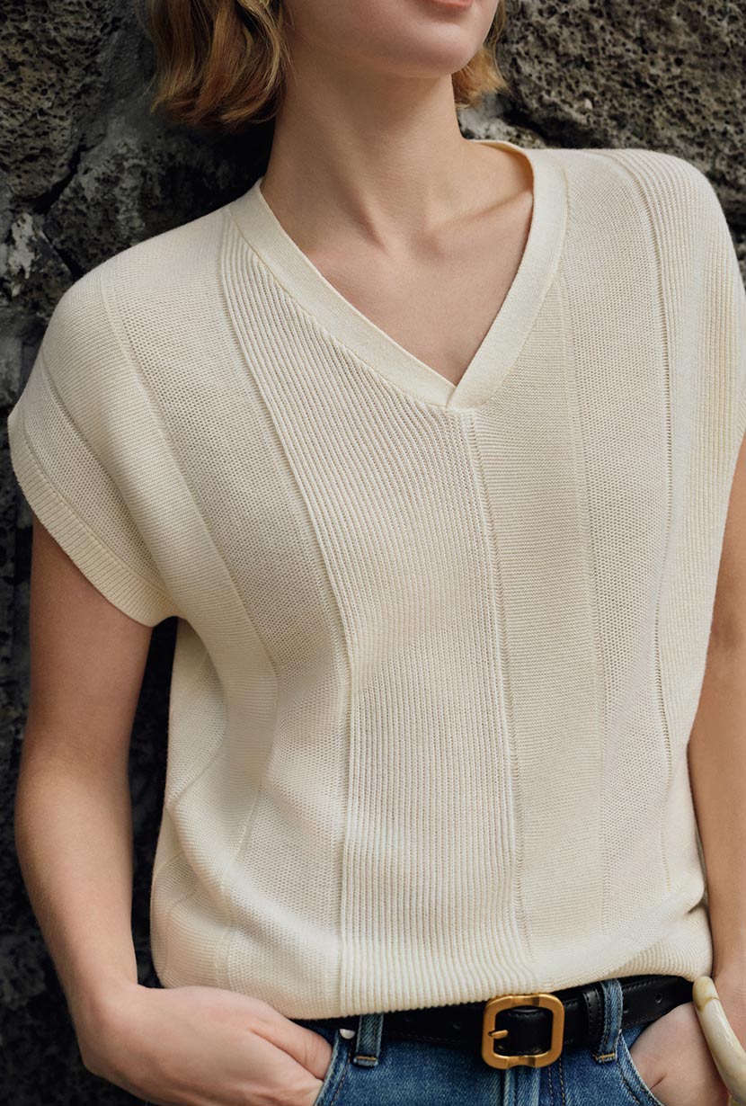 Eugene Cotton Knit Top - Ivory - Image 4