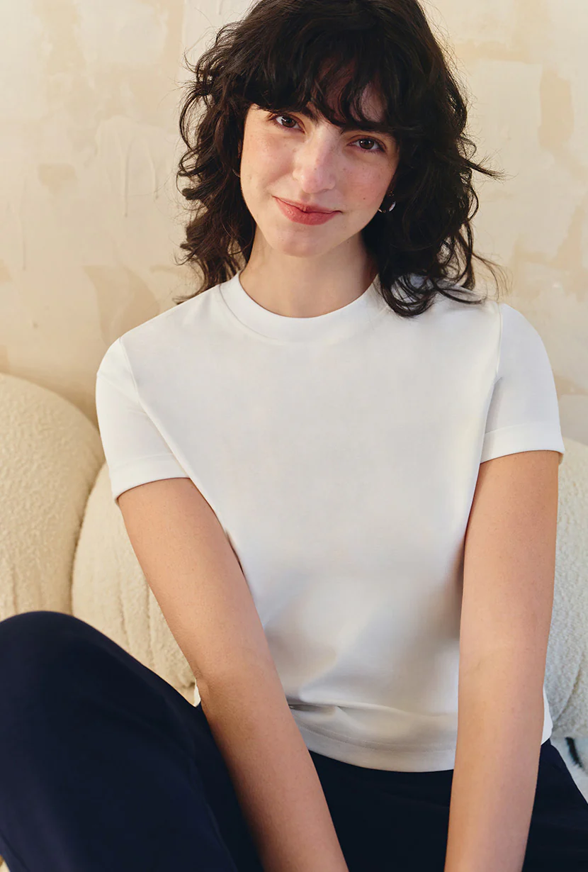 Eunice Cotton T-shirt - Ivory - Image 4