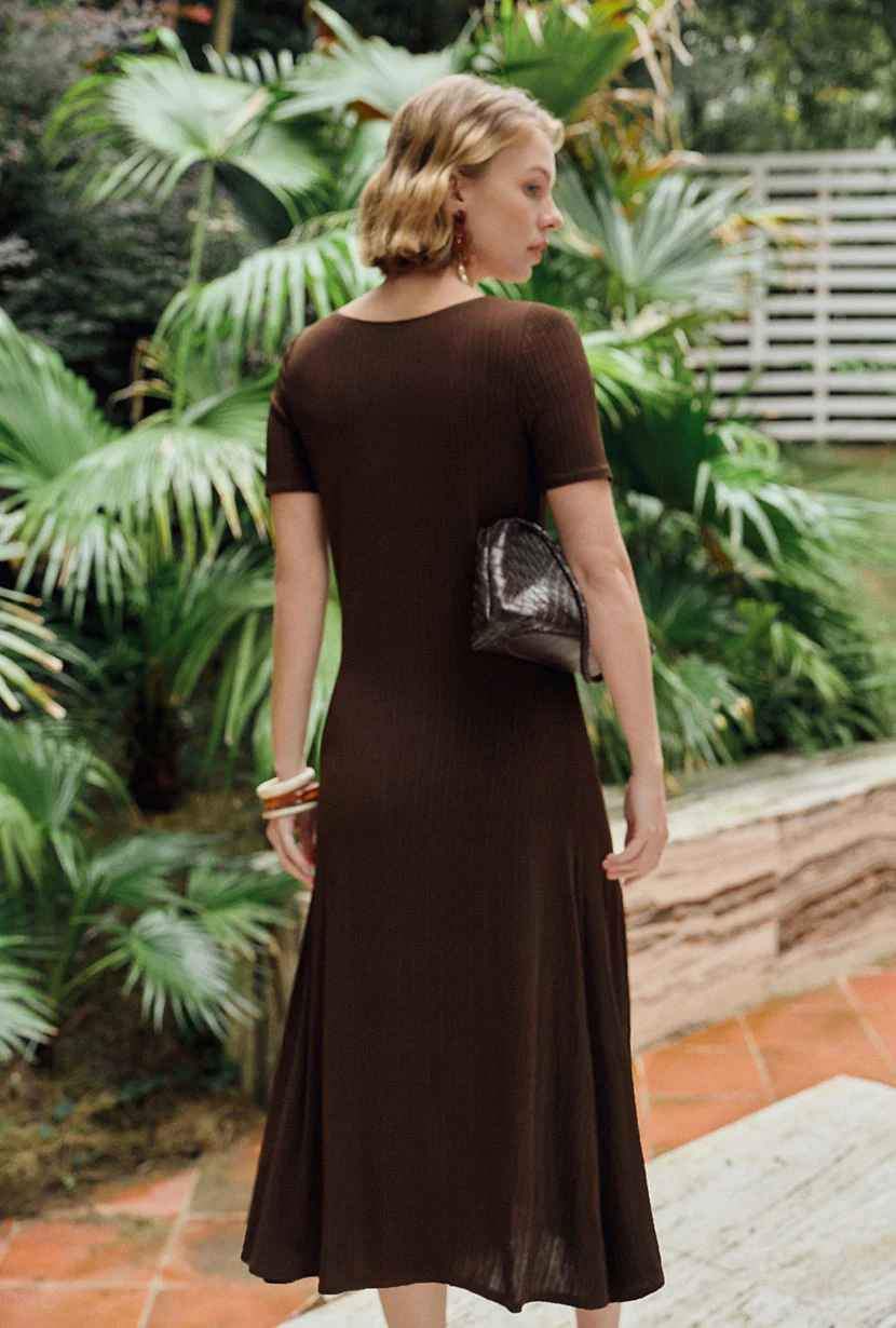 Ezra Knit Dress - Chocolate - Image 3