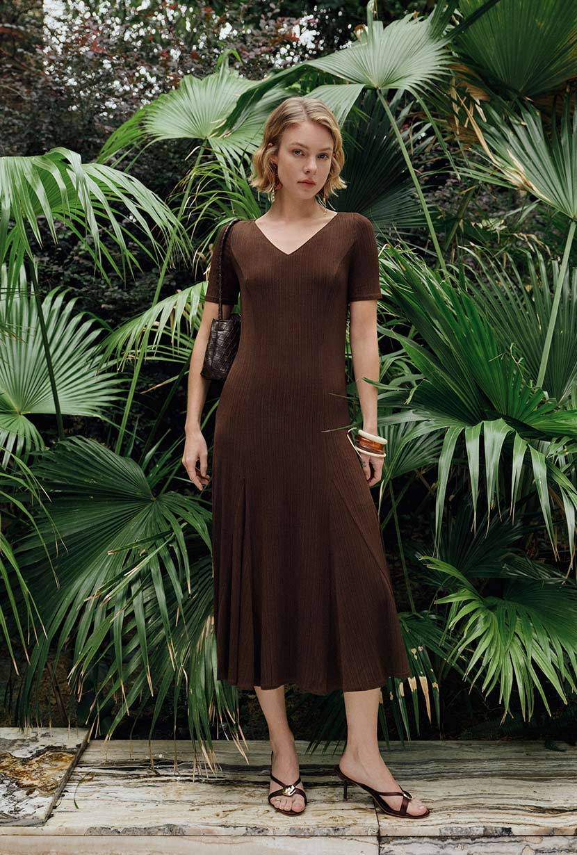 Ezra Knit Dress - Chocolate - Image 6