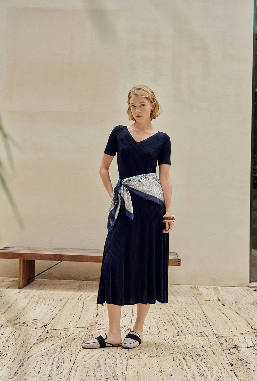 Ezra Knit Dress - Navy - Image 5
