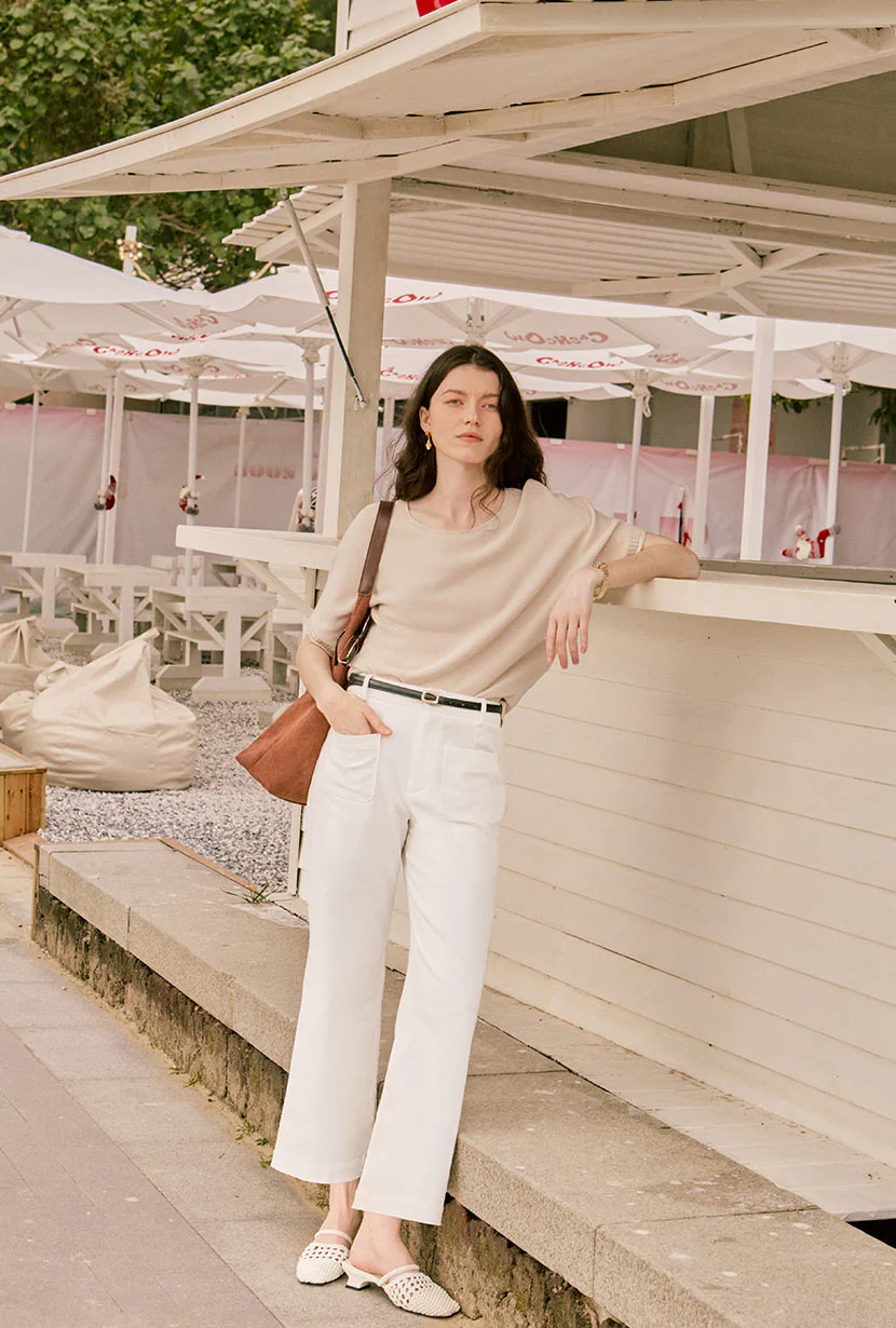 Franco Cotton Knit Top - Beige - Image 7