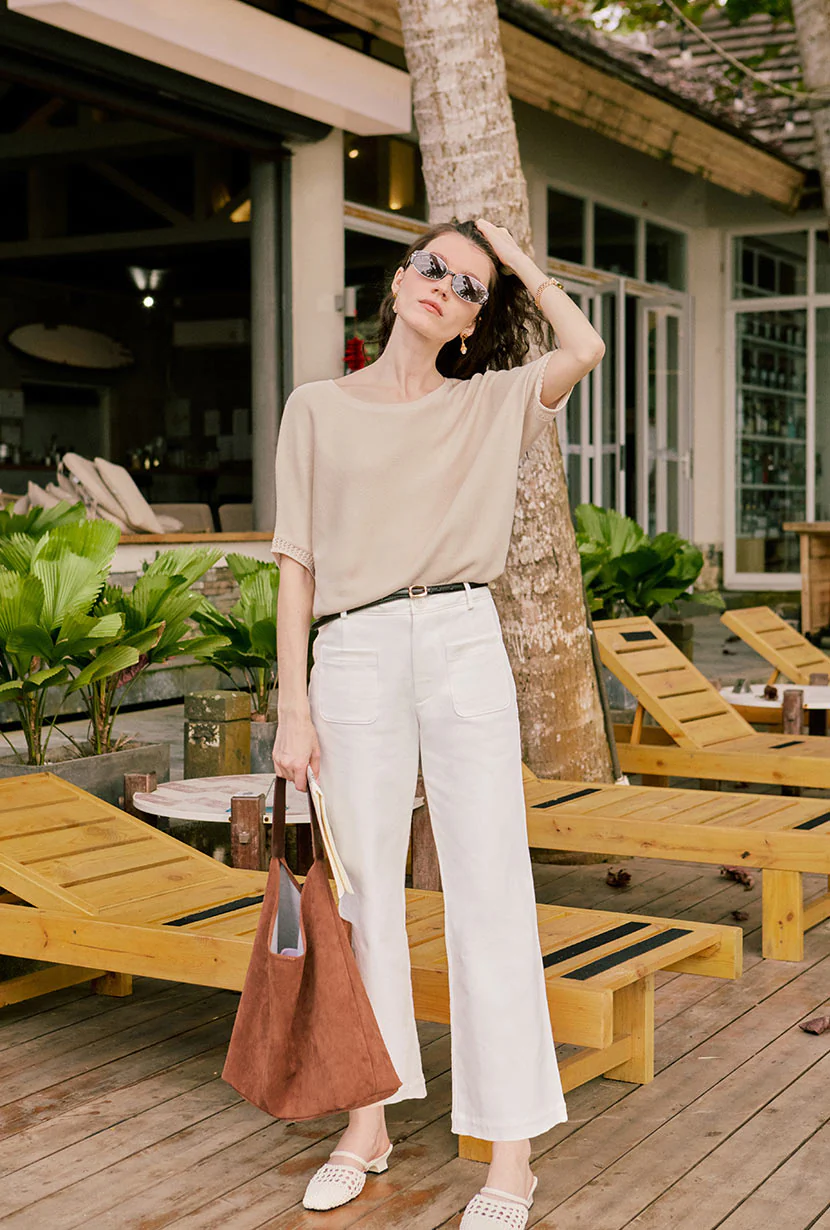 Franco Cotton Knit Top - Beige - Image 8