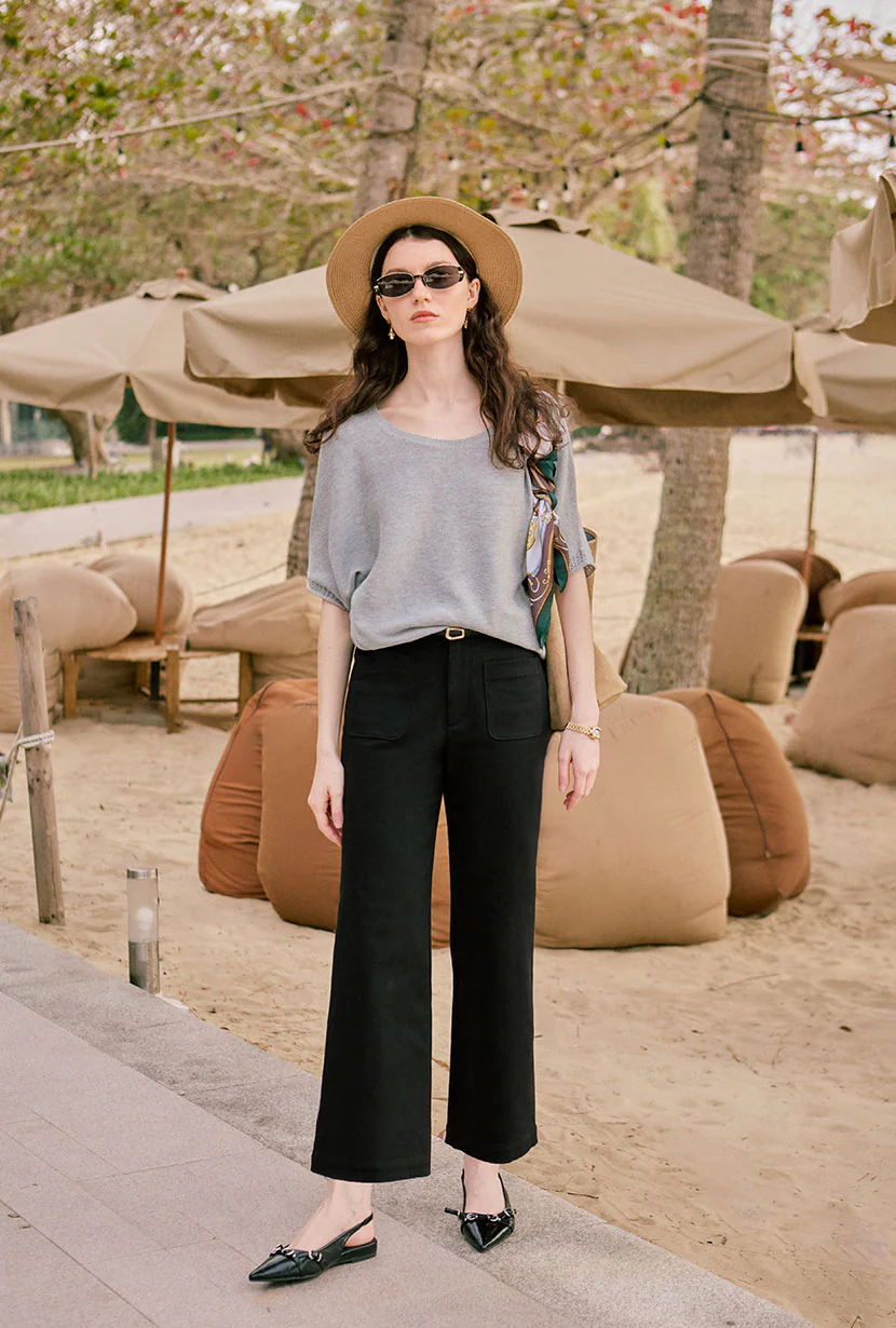 Franco Cotton Knit Top - Grey - Image 3