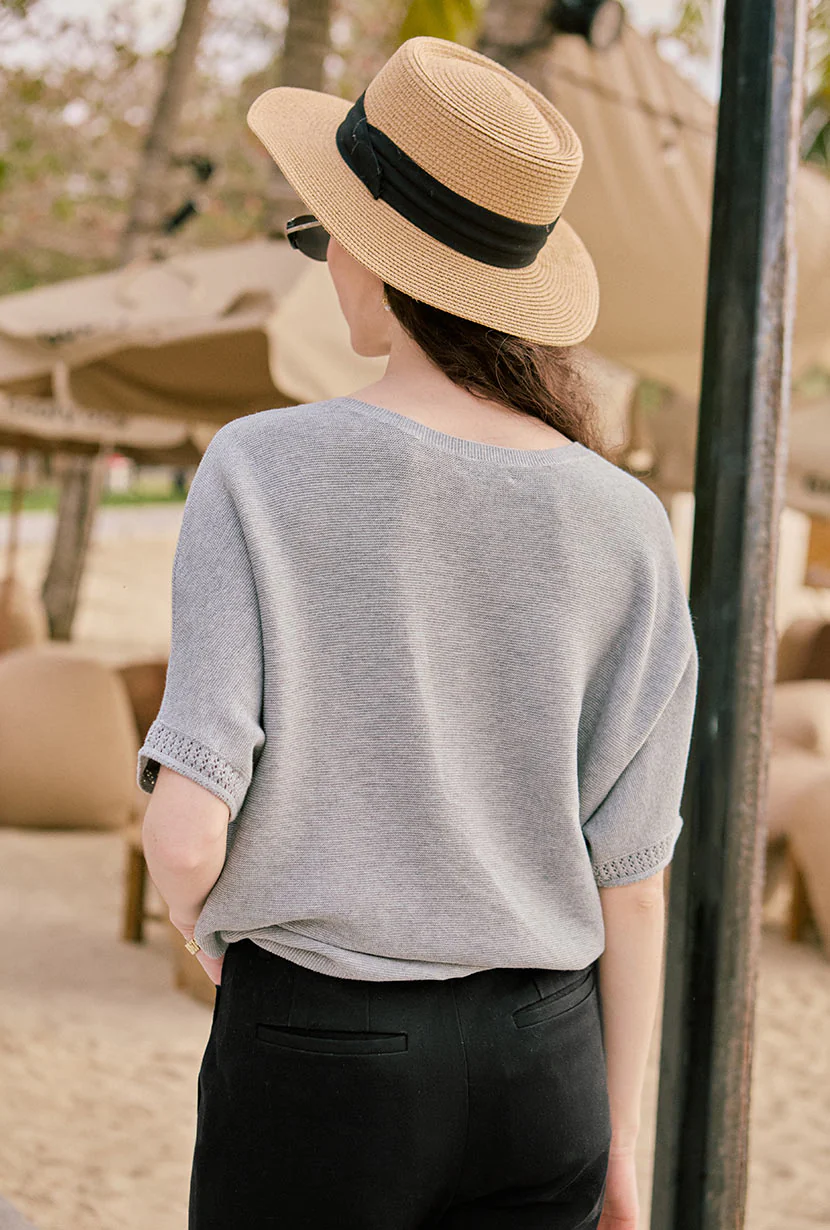 Franco Cotton Knit Top - Grey - Image 5