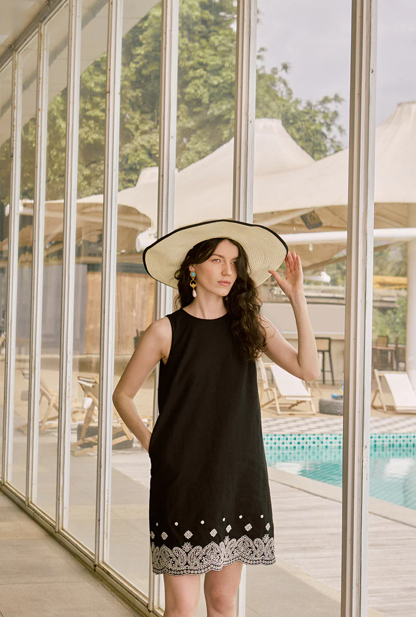 Gorgie Embroidered Dress - Black - Image 4