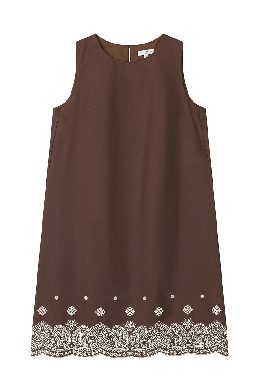 Gorgie Embroidered Dress - Chocolate - Image 6