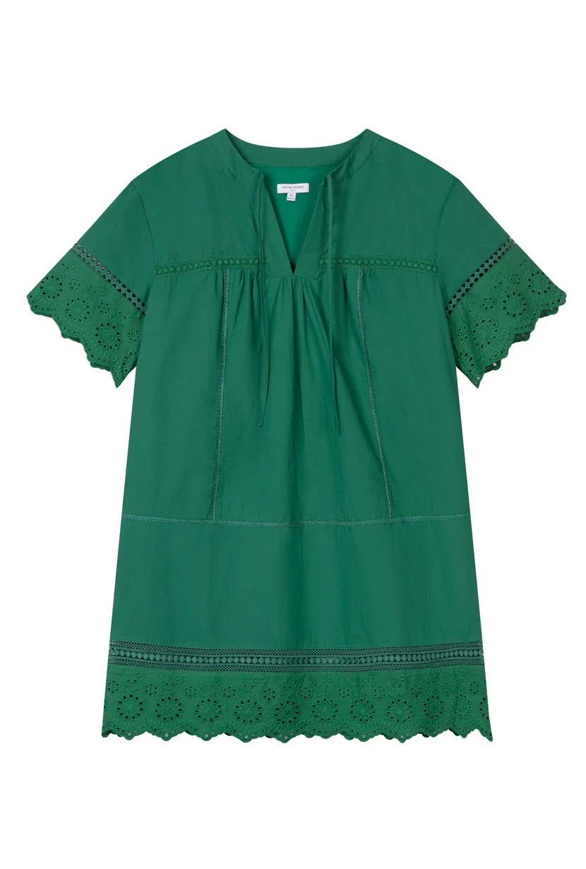 Gwen Cotton Eyelet Dress - Emerald Green - Image 7