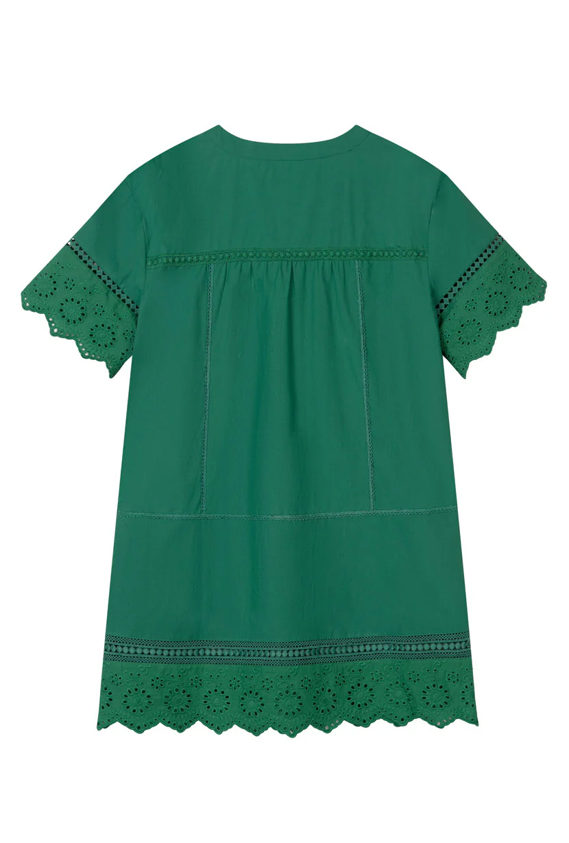 Gwen Cotton Eyelet Dress - Emerald Green - Image 8