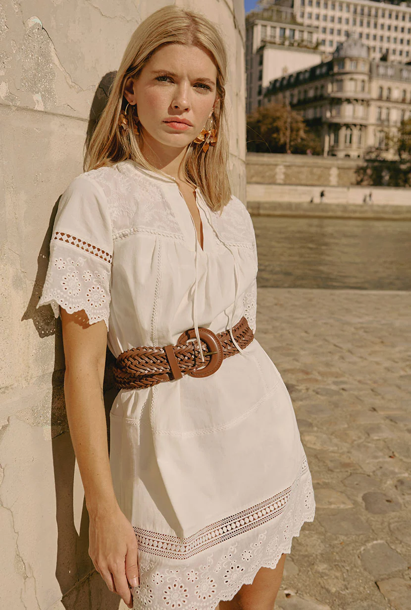 Gwen Cotton Eyelet Dress - Ivory - Image 4