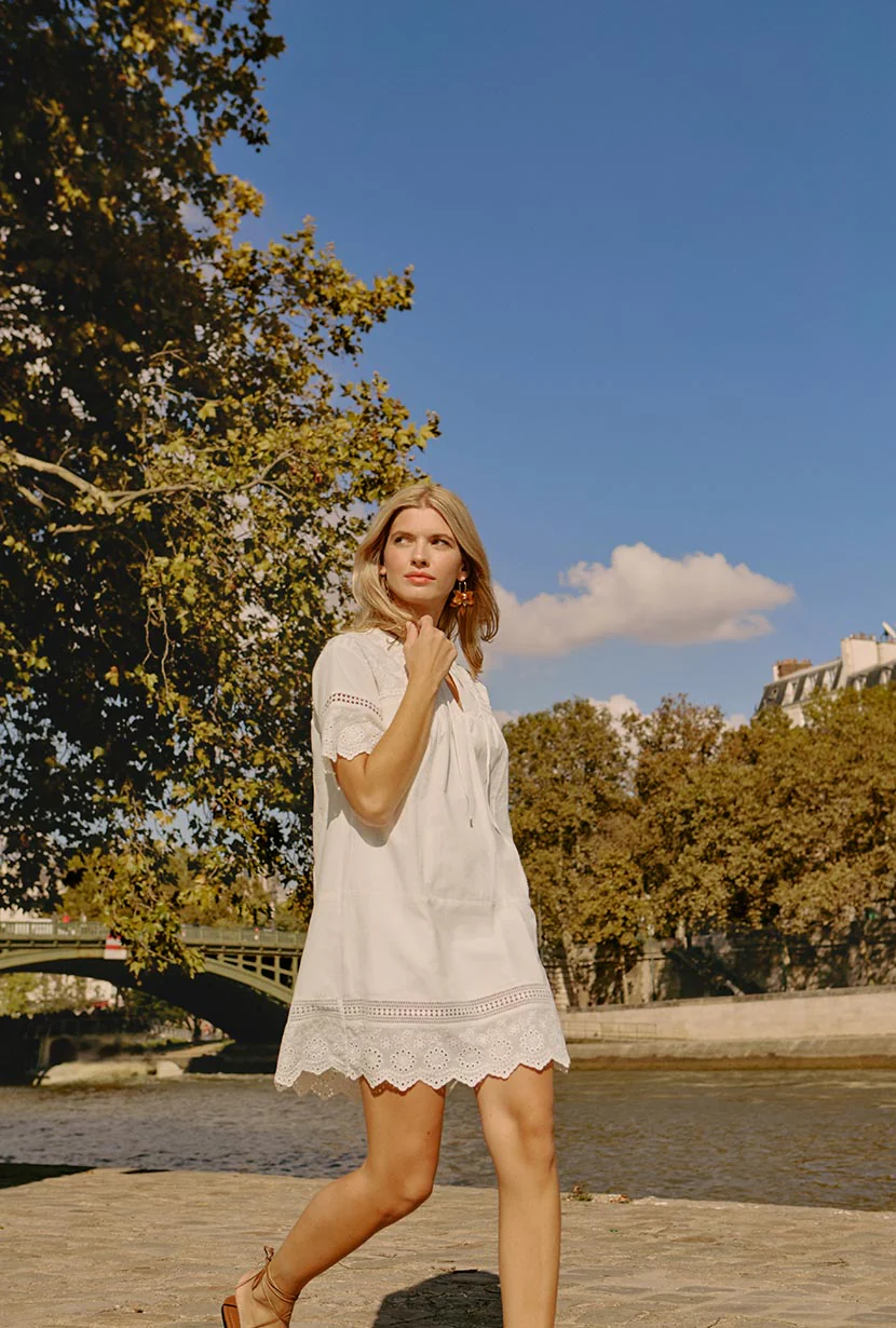 Gwen Cotton Eyelet Dress - Ivory - Image 5