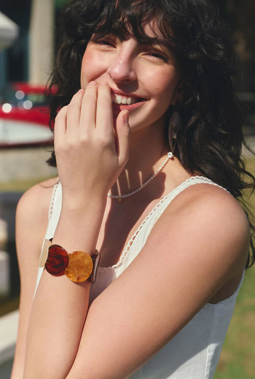 Janna Amber Lucite Stretch Bracelet