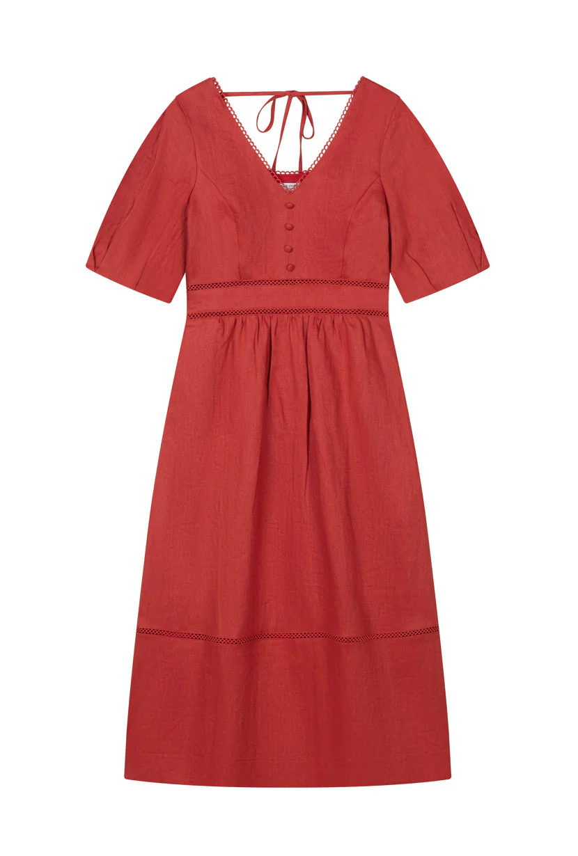 Meryl Linen Dress - Red - Image 7