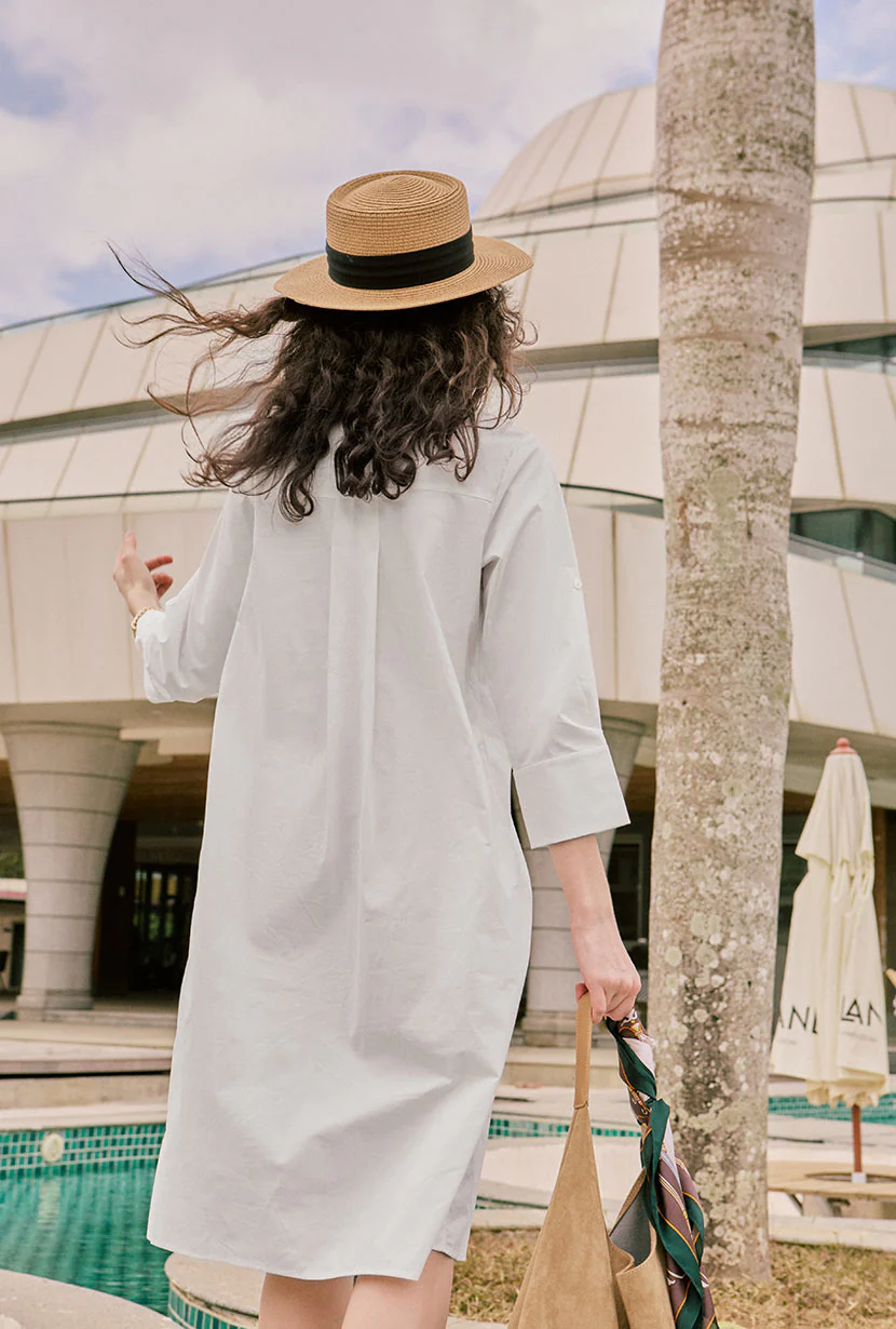 Miles Cotton Midi Dress - White - Image 4
