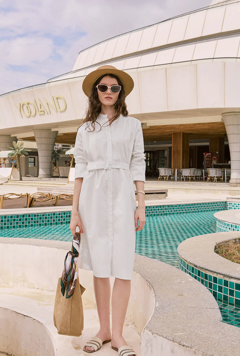 Miles Cotton Midi Dress - White - Image 6