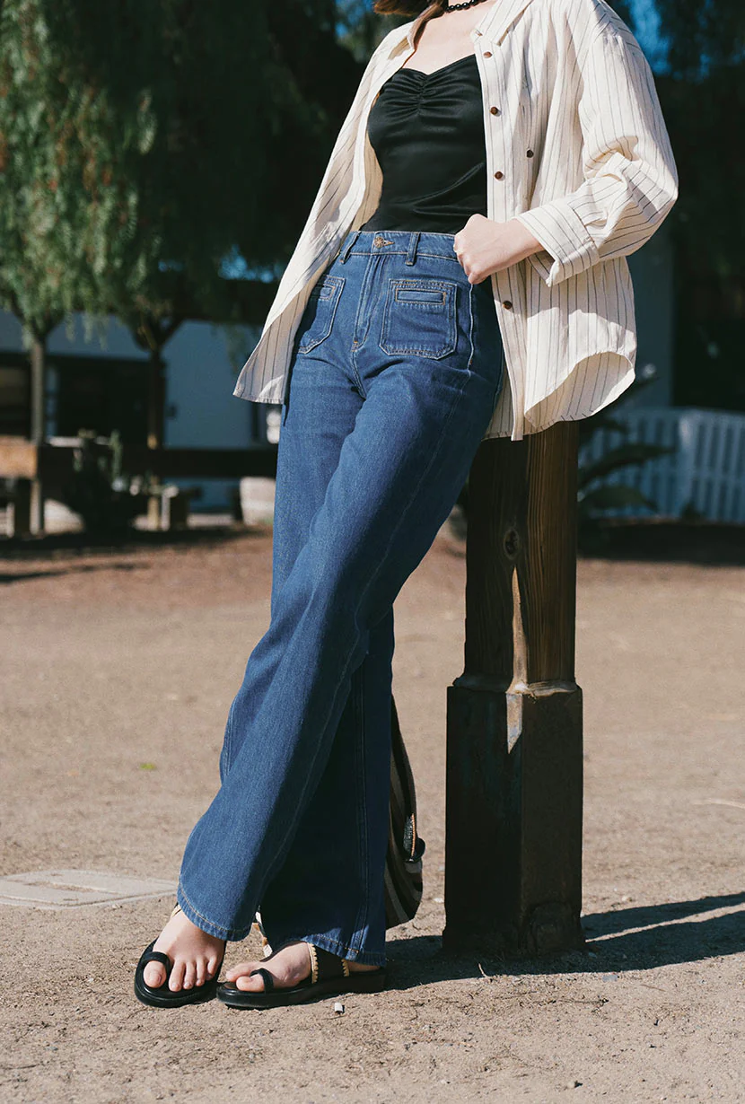 Odilia Mid Rise Straight Leg Jeans - Mid Indigo - Image 8