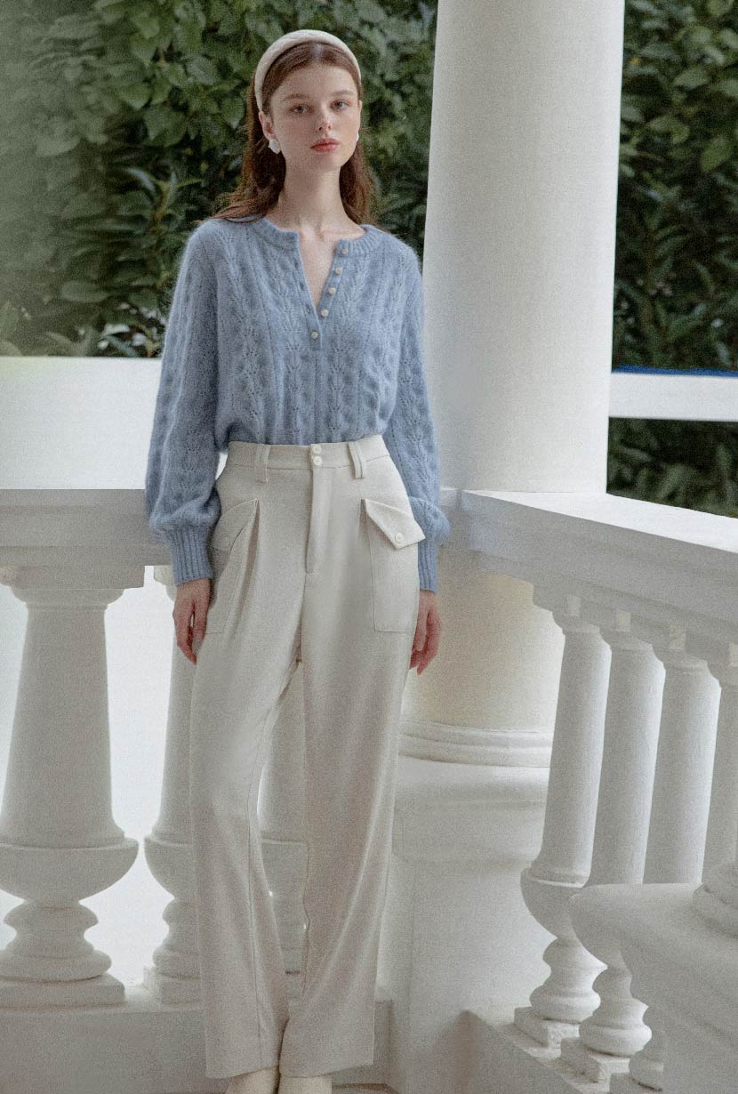Paisley Mohair Sweater - Dusty Blue - Image 4