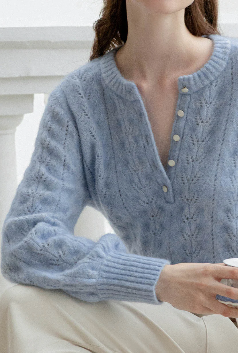Paisley Mohair Sweater - Dusty Blue - Image 6