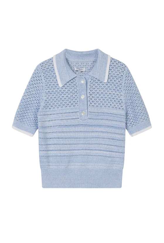 Shea Cotton Blend Knit Top - Sky - Image 5
