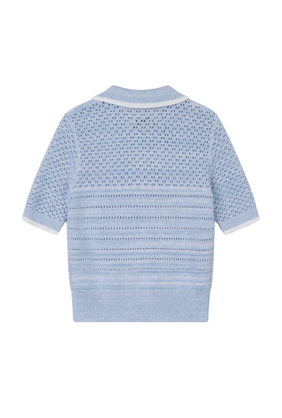 Shea Cotton Blend Knit Top - Sky - Image 6