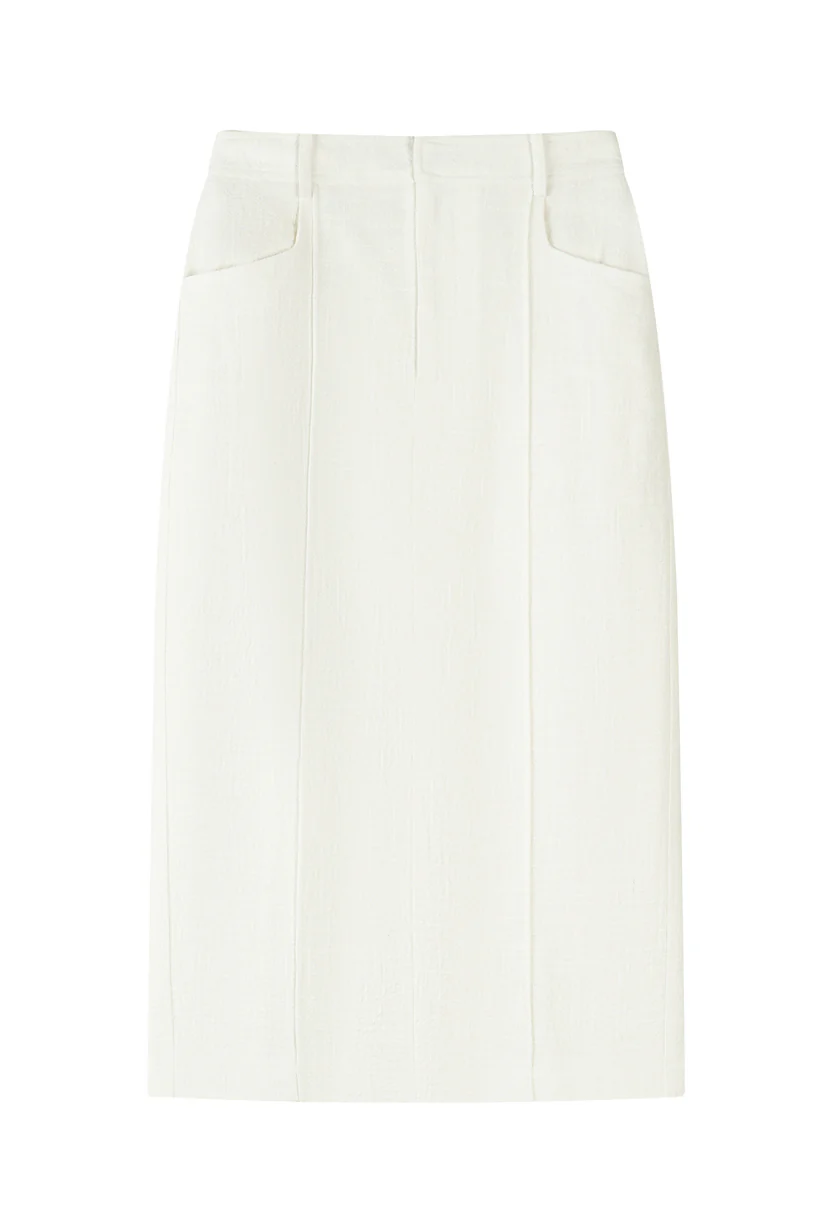 Teigan Linen Pencil Skirt - White - Image 8