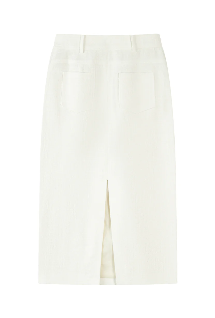 Teigan Linen Pencil Skirt - White - Image 9
